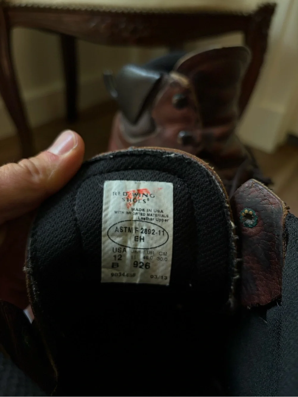 Men's Brown Leather Red WingLace-Up Work Boots